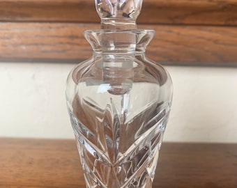 Cut Glass Perfume Scent Bottle With Gold Silk Covered Atomiser