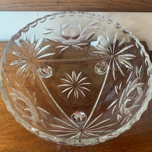 Vintage Deep Cut Crystal Footed Bowl, Crystal Footed Bowl, Vintage Crystal Bowl