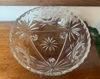 bol vintage Deep Cut Crystal Footed Bowl, bol à pieds de cristal, bol vintage Crystal Bowl