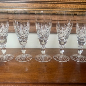 5 copas de champán de cristal tallado vintage