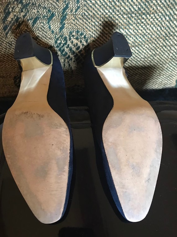 Vintage Lotus Navy Suede Shoes Pumps Slip Ons