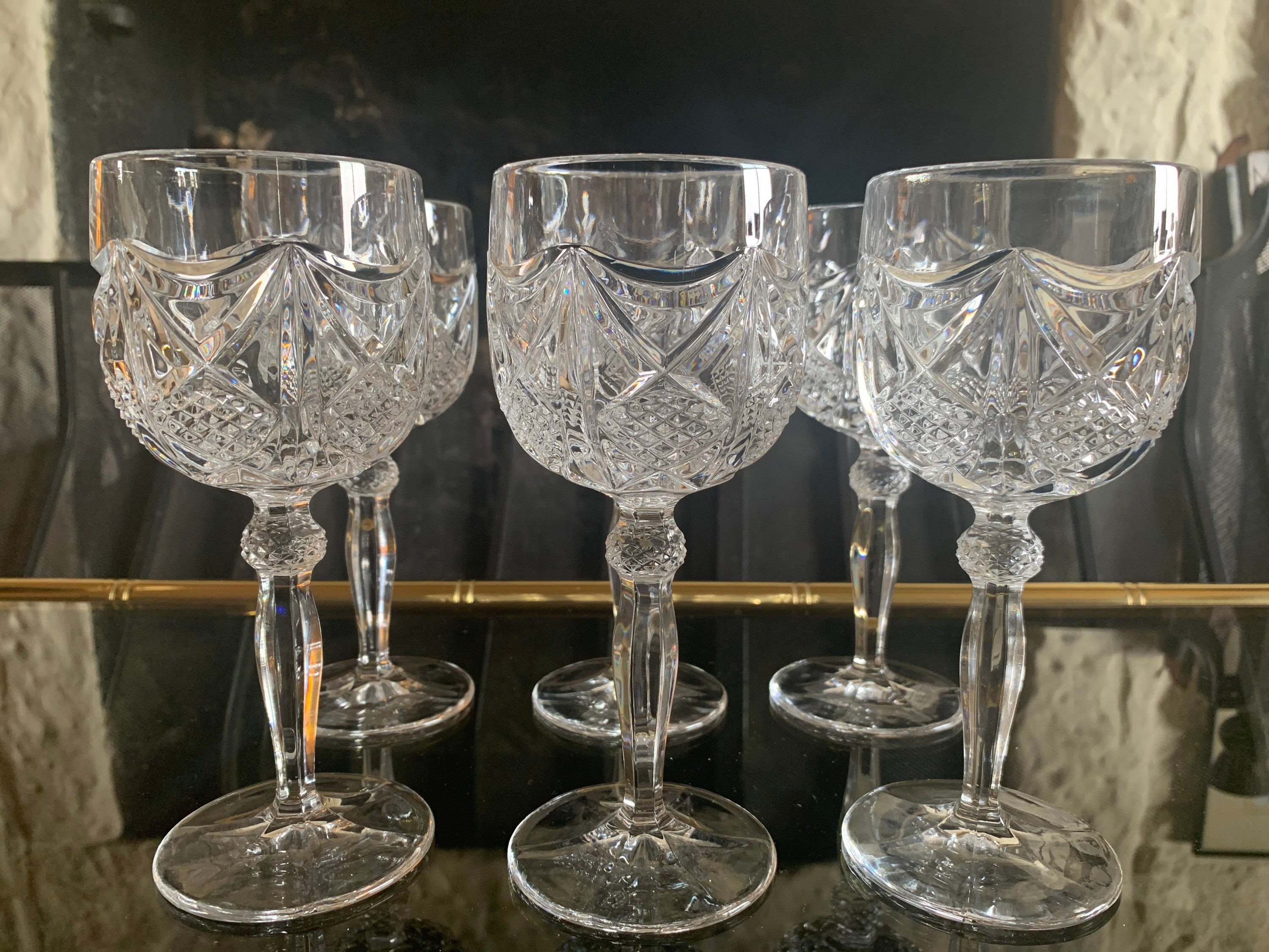 Vintage Crystal Wine Glasses, Heavy Crystal Wine Glasses, 6 Luxury