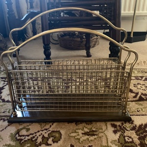 Vintage Brass Magazine Rack, Newspaper Rack, Sheet Music Stand