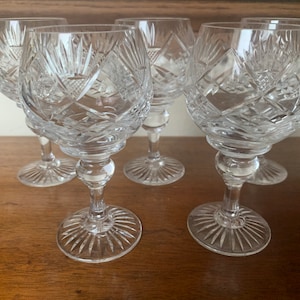 Vintage Deep Cut Crystal Port Glasses, Dessert Wine Glasses, Sherry Glasses, Vintage Crystal Glasses
