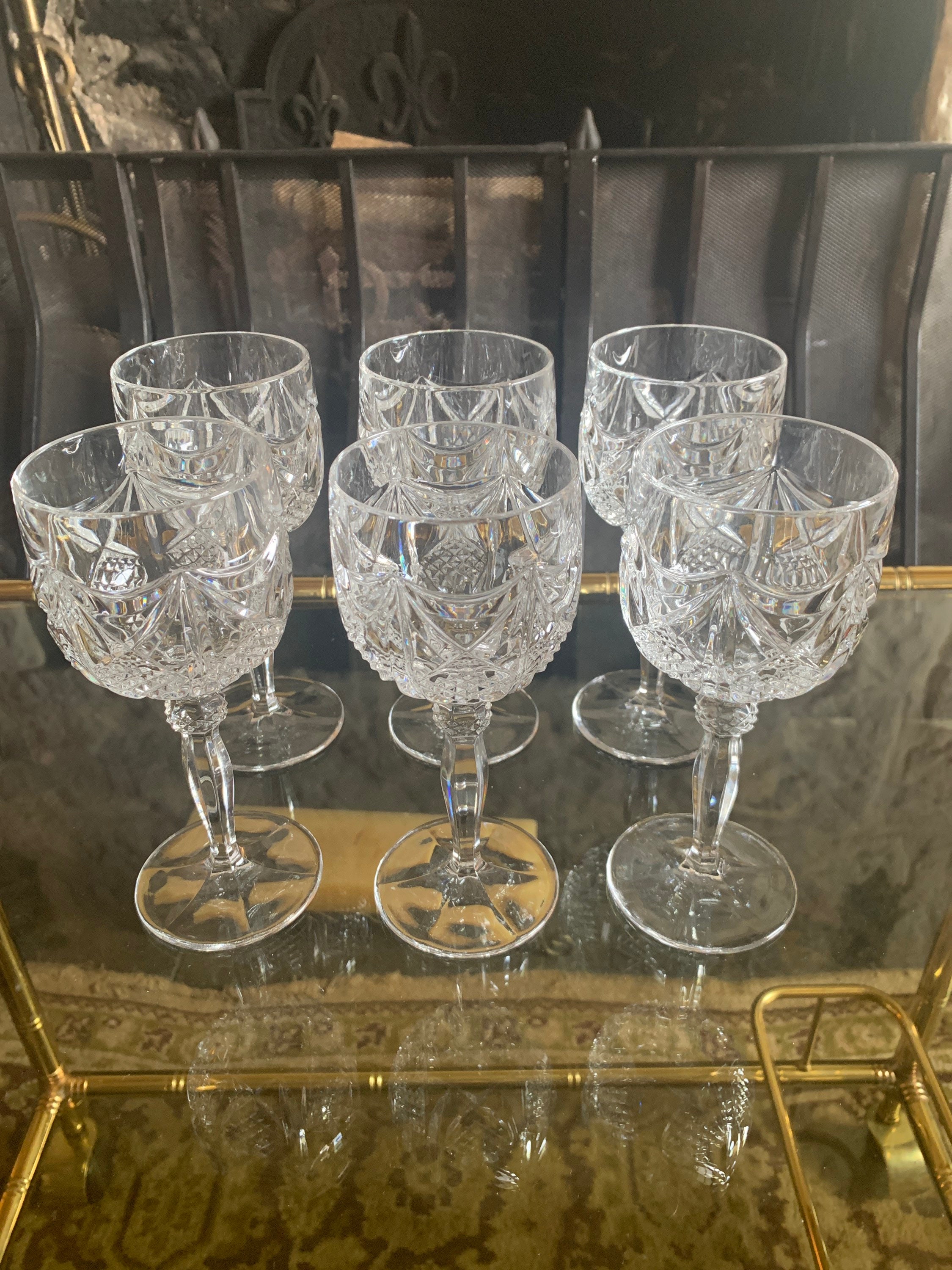 Vintage Crystal Wine Glasses, Heavy Crystal Wine Glasses, 6 Luxury - Ruby  Lane