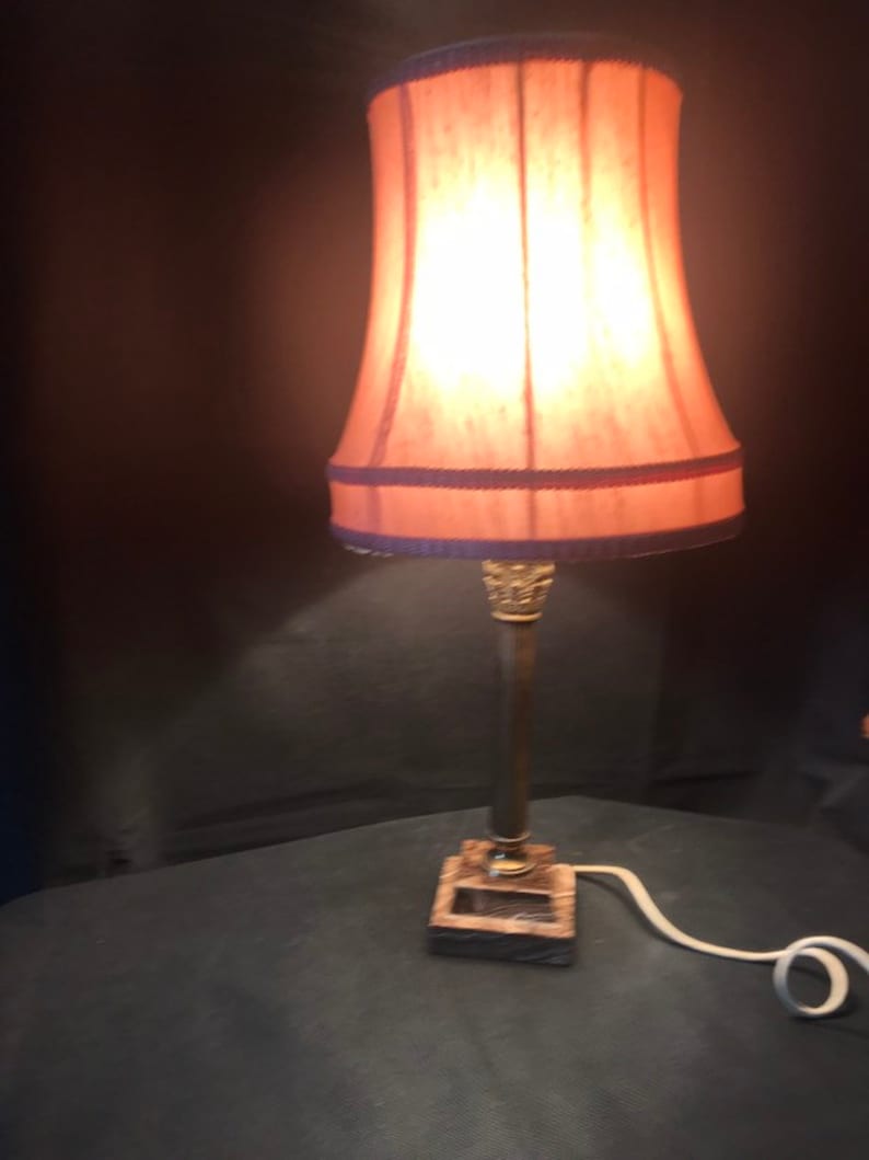 An Edwardian Brass And Marble Corinthian Table Lamp