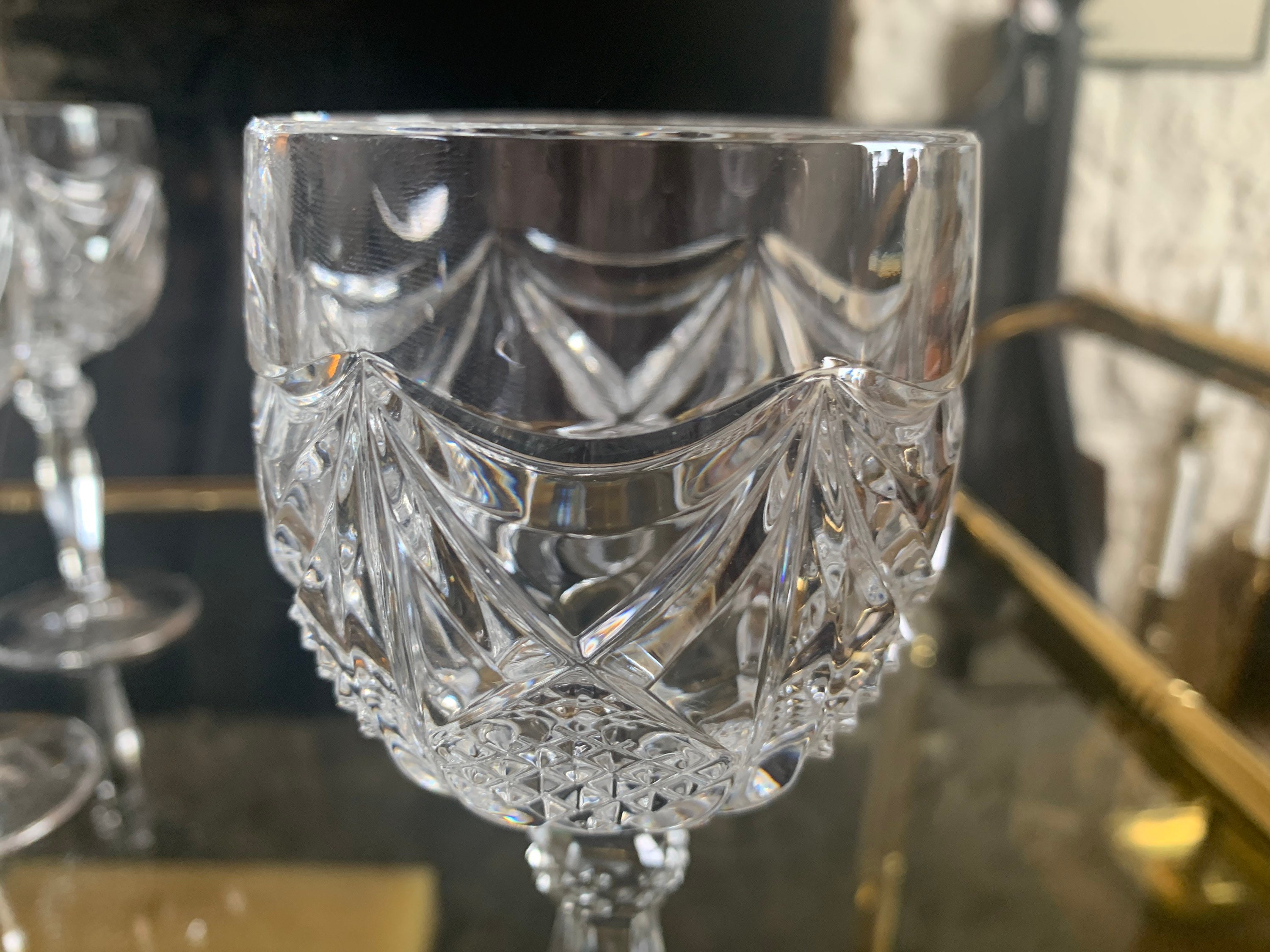 Vintage Crystal Wine Glasses, Heavy Crystal Wine Glasses, 6 Luxury - Ruby  Lane