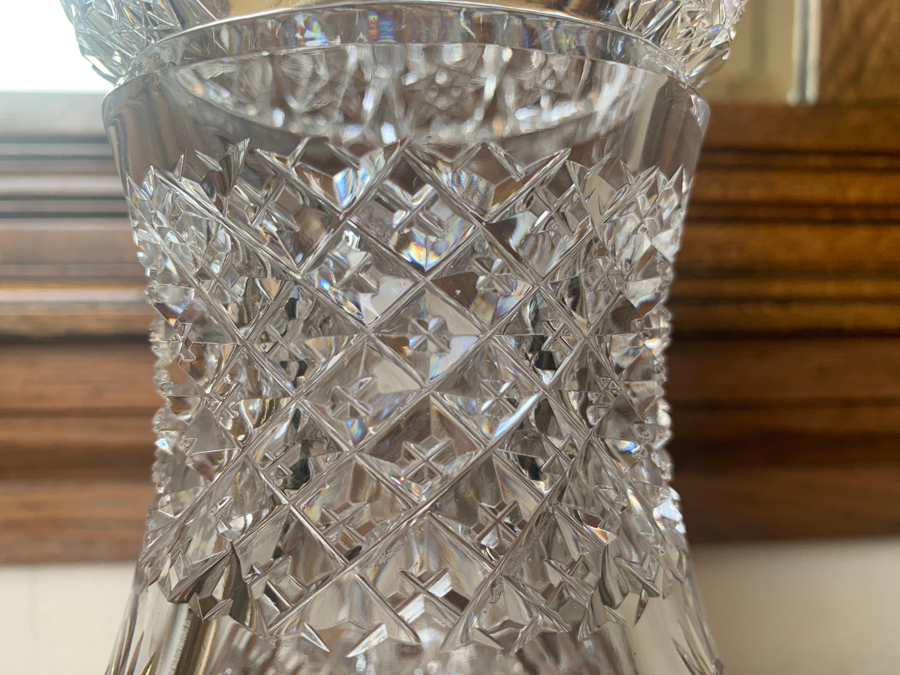 Vintage Deep Cut Crystal Vase Vintage Large Crystal Vase Etsy