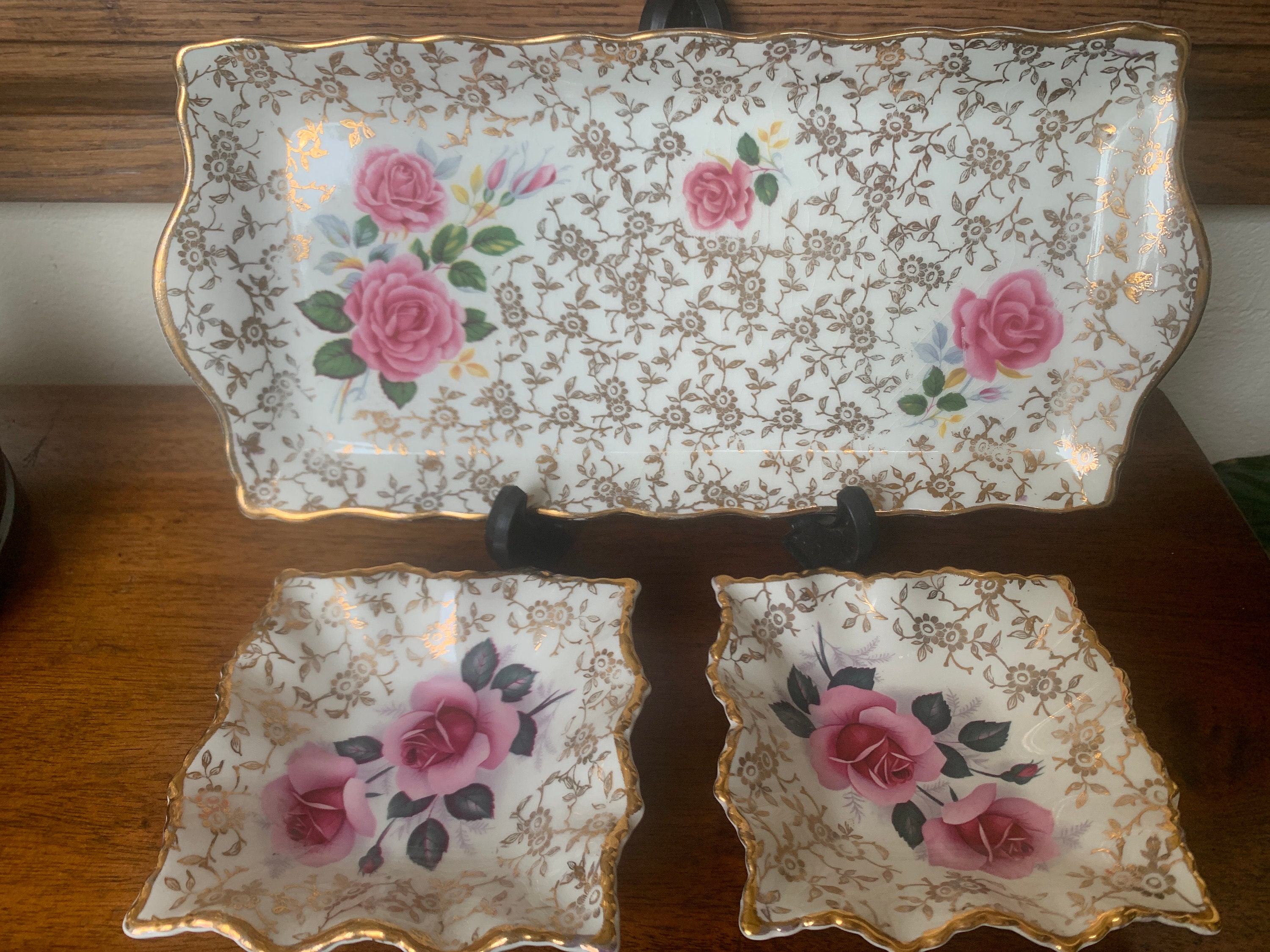 James Kent Roses Dishes, James Kent Trinket Dishes, James Kent Old Foley