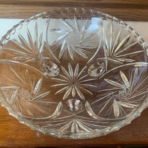 Vintage Deep Cut Crystal Footed Bowl, Vintage Crystal Pinwheel Bowl, Cut Crystal Footed Bowl