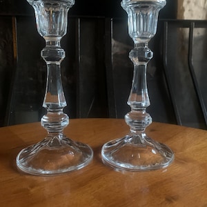 Vintage Pair Crystal Candlesticks, Pair Crystal Candle Holders, Vintage Lead Crystal Candlesticks