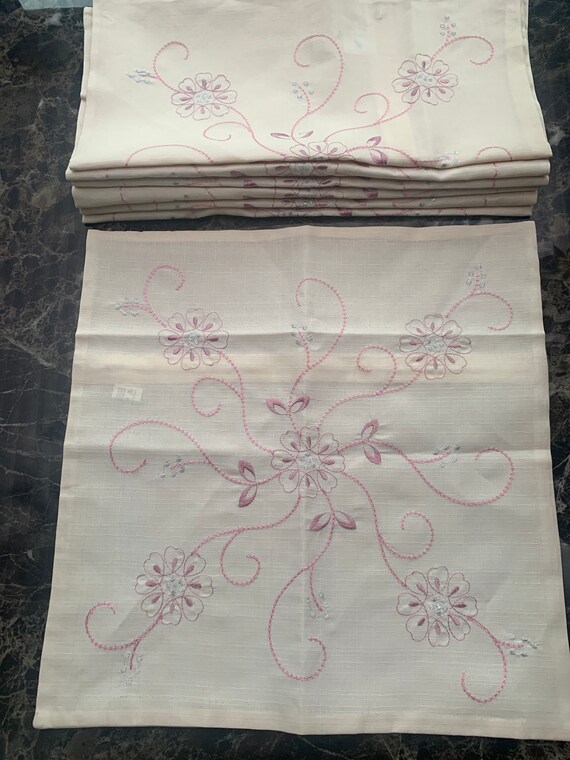 Vintage Embroidered Cushion Covers, Set of Seven Vintage Cushion
