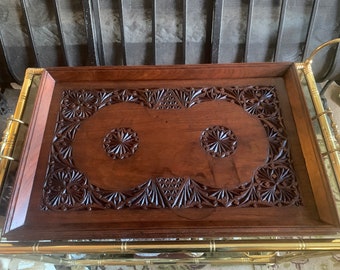 Antique wood serving tray - Etsy 日本 マホガニー バトラーズ