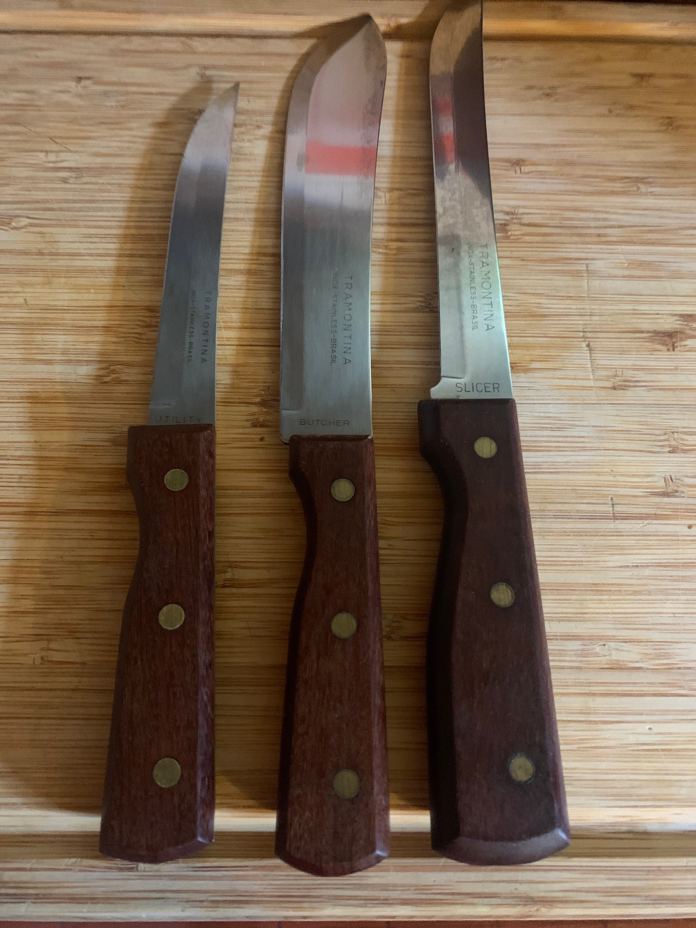 Vintage Set of 3 Wooden Handled Carving Knives, Vintage Set of 3 Tramontina Stainless Steel Knives, Vintage Carving Knives, Carving Knives - Etsy Vintage Set of 3 Wooden Handled Carving Knives, Vintage Set of 3 Tramontina Stainless Steel Knives, Vintage Carving Knives, Carving Knives - Etsy