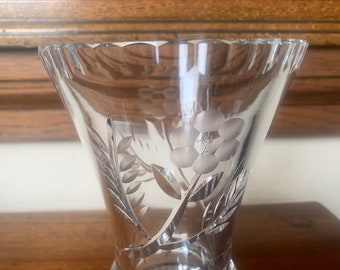 ヴィンテージカットクリスタル花瓶、クリスタルフラワー花瓶