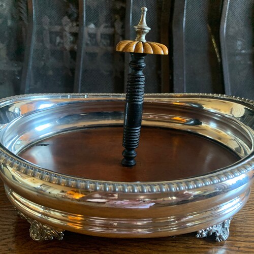 Antique Silver Plate And Rosewood 2024 Condiment Tray, Jewellery Tray, Trinket Tray