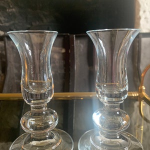 Vintage Glass Candlesticks, Glass Candle Holders, Clear Glass Candlesticks