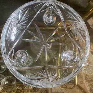 Vintage Heavy Handmade Deep Cut Crystal Bowl, Handmade Deep Cut Crystal Bowl, Vintage Crystal Bowl