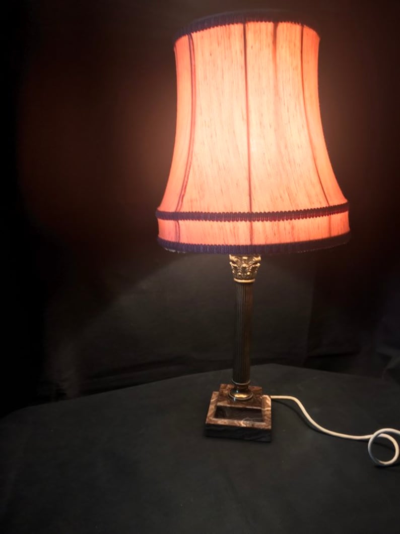 An Edwardian Brass And Marble Corinthian Table Lamp