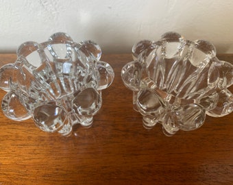 Vintage Clear Glass Candle Holders, Clear Glass Candlesticks, Glass Tea Light Holders