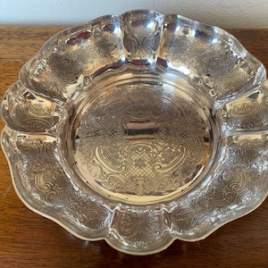 Vintage English Silver Plated Chased Bowl, Salver, Sweet Meat Dish, Serving Bowl