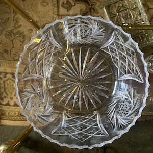 Vintage Deep Cut Crystal bowl, Deep Cut Crystal Pinwheel Bowl, Deep Wheel Cut Crystal Bowl, Cut Crystal Bowl