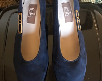 Vintage Lotus Navy Wildleder Schuhe, Pumps, Slip Ons