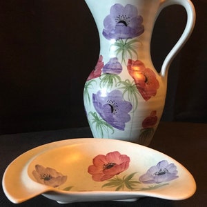 Vintage von Hand bemalt Radford Krug Vase und Schale