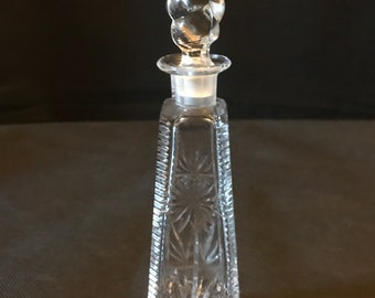 Antique Cut Crystal Glass Perfume Bottle