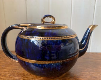 Rare Sadler Cobalt Blue Teapot, Rare Brown Betty Sadler Teapot, Antique Cobalt Blue Teapot, Antique Blue Teapot, Sadler Cobalt Blue Teapot