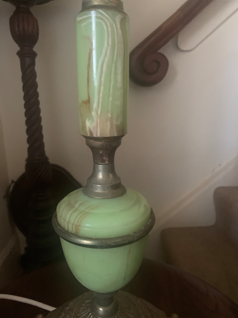 Vintage Large Onyx & Brass Table Lamp, Large MCM Onyx Brass Lamp ...