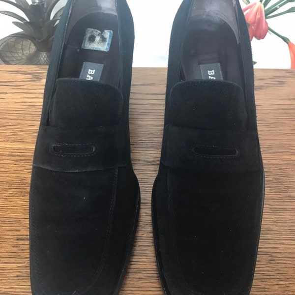 Vintage Bally Of Switzerland Black Suede Shoes, Loafers