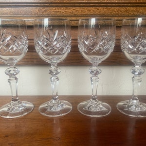 Vintage Cut Crystal Dessert Glasses, Crystal Stemmed Wine Glasses