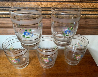 Vintage 1950s Drinking Glasses, Spirit Glasses, Water Glasses