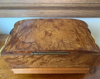 Art Deco Burr Walnut Cigarette Dispenser - Art Deco Cigarette Box / Cigar Box - Burr Walnut Box - Vintage Wooden Box - Antique Box