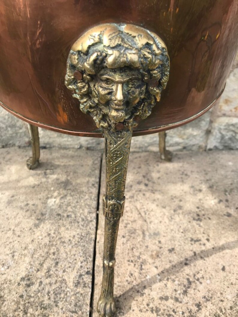 Antique Copper & Brass Green Man Jardiniere Copper Lion Paw Etsy