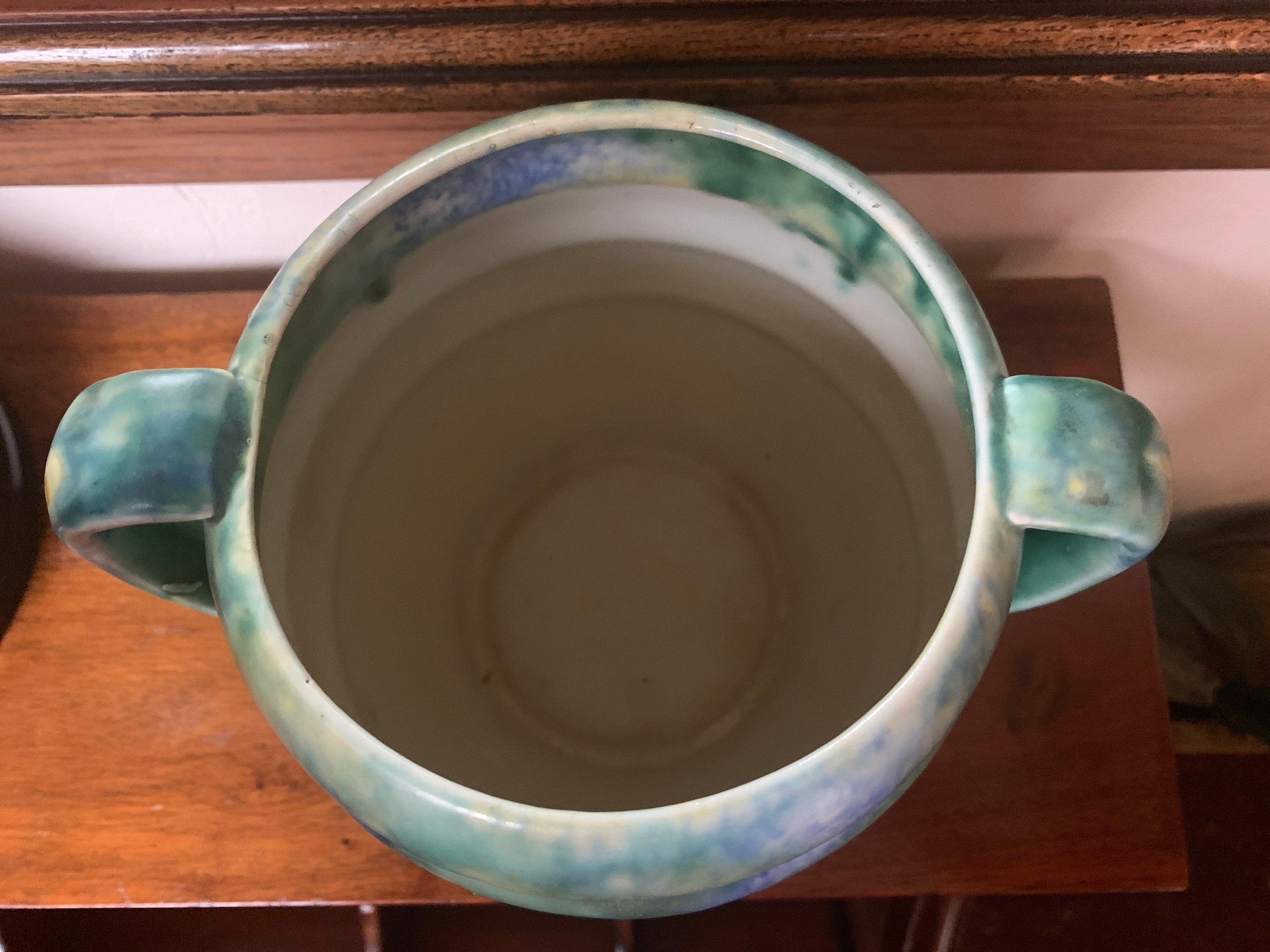 Art Deco Green Pottery Vase Two Handled Art Deco Vase Empire Etsy