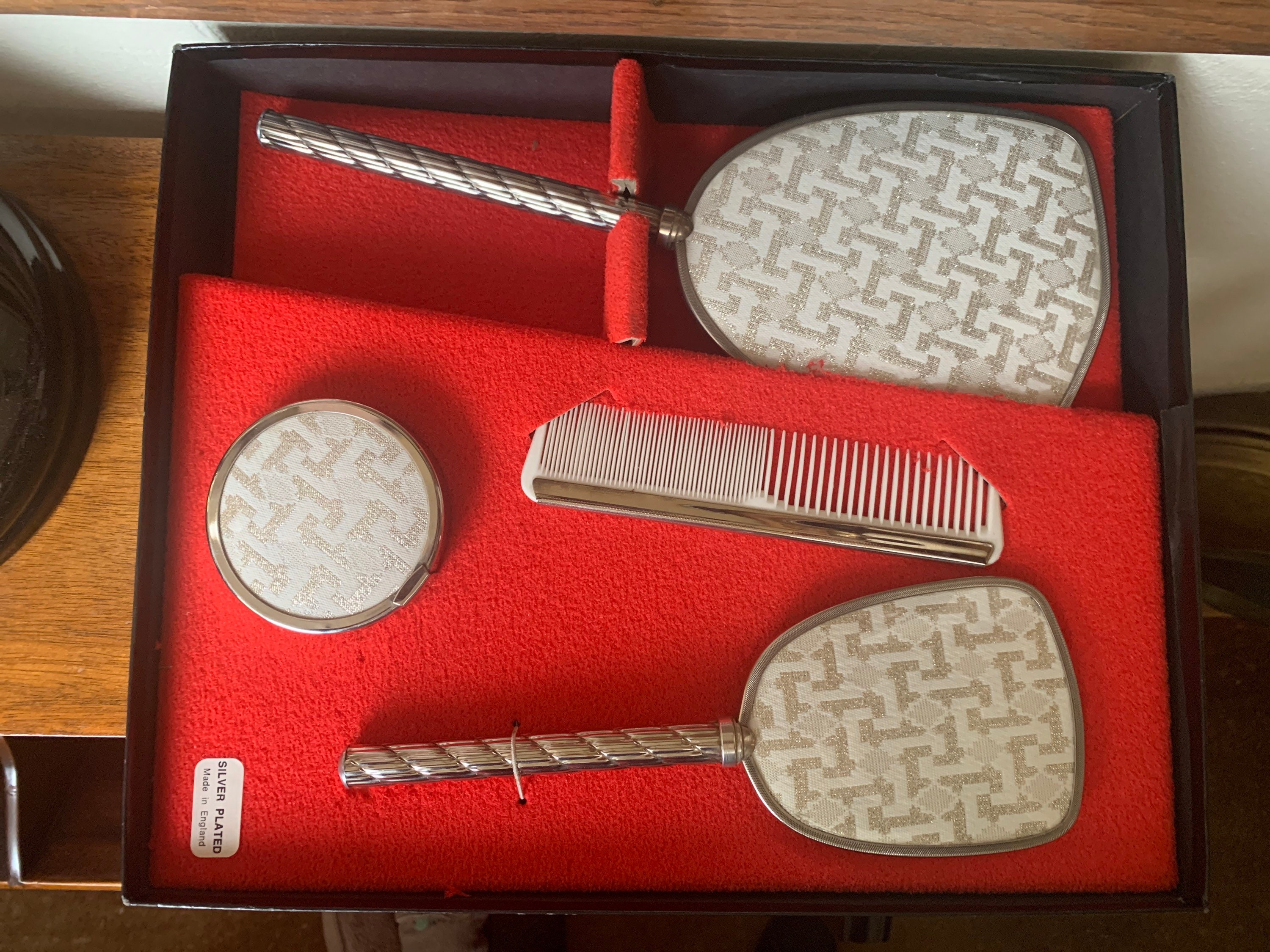 vintage silver dressing table set Vintage Silver Plated Dressing Table Set, Boxed Vintage Dressing Table Set,  Silver Plated Dressing Table Set, Vanity Set
