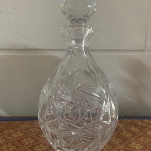 Vintage Bohemian Heavy Deep Cut Crystal Decanter, Bohemian Deep Cut Crystal Decanter, Vintage Crystal Spirit Decanter