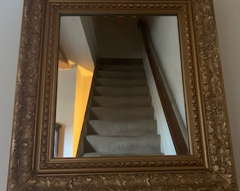 Antique Ornate Framed Victorian Mirror, Antique Wall Mirror, Antique Ornate Mirror, Gold Framed Antique Mirror