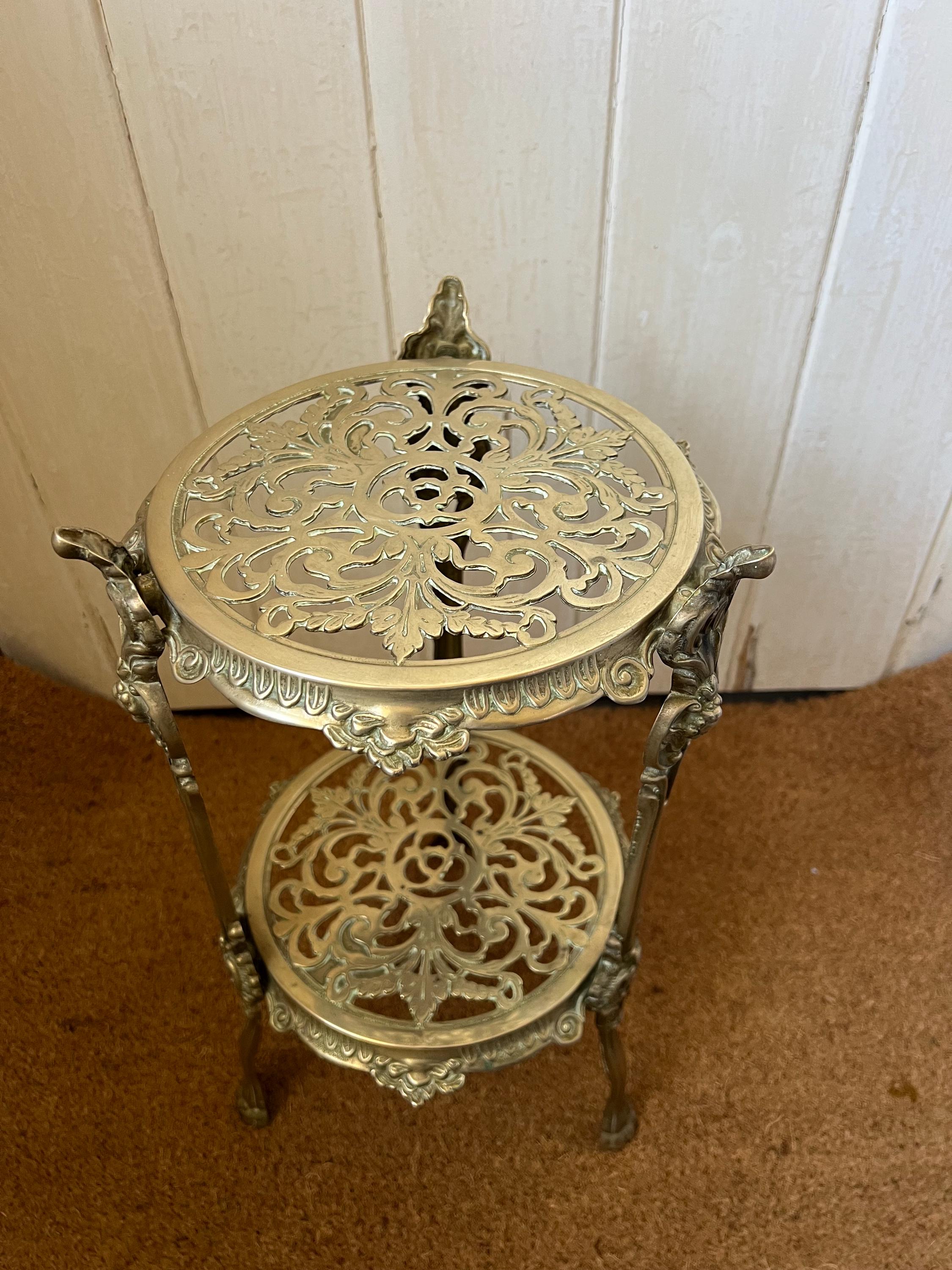 Vintage Brass Plant Stand, Brass Two Tier Plant Stand, Brass Plant Holder, Brass Two Tier Table Plant Table