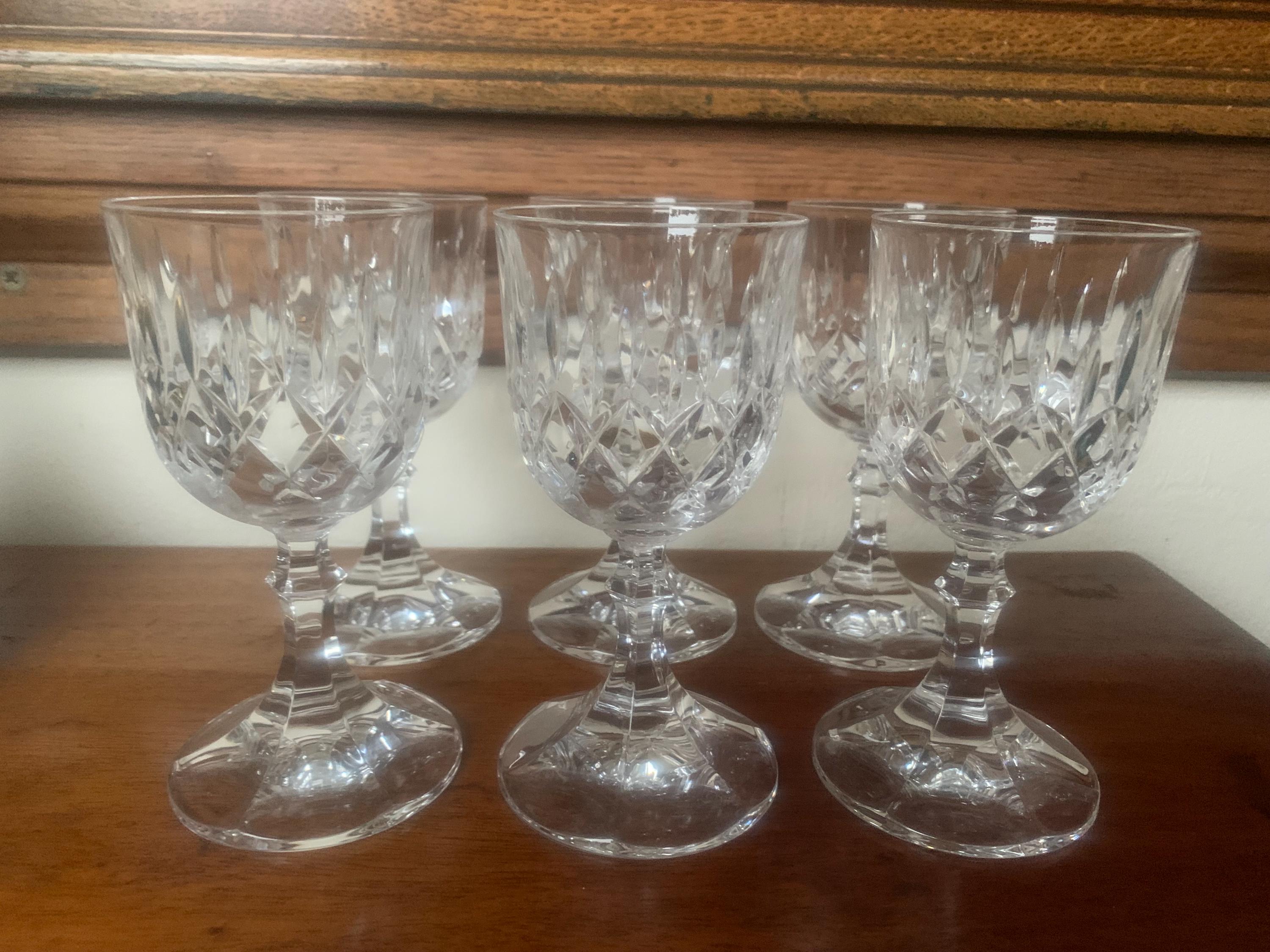 Verres à porto en cristal taillé vintage, verres en cristal taillé profond, verres en cristal vintage