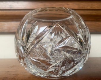 Vintage Deep Cut Crystal Posy Bowl, Crystal Rose Bowl, Deep Cut Crystal Flower Bowl