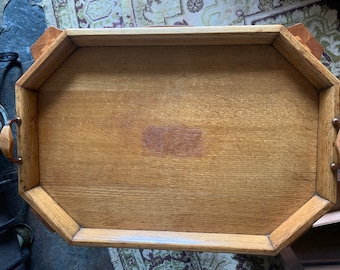 Vintage Art Deco Golden Oak Wood Tray, Art Deco Oak Serving Tray, Oak Wooden Serving Tray, Art Deco Tray