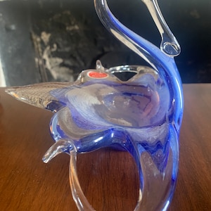 Vintage Murano Glass Swan, Murano Lavorazione Arte Glass Swan, Murano Blue Glass Swan, Vintage Murano Italy Swan