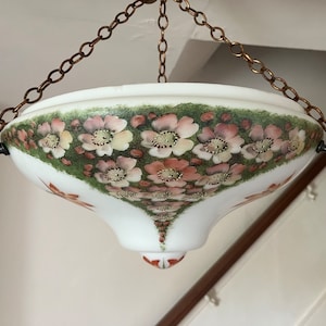 Art Nouveau Plafonnier, lampada a sospensione a soffitto dipinta a mano antica