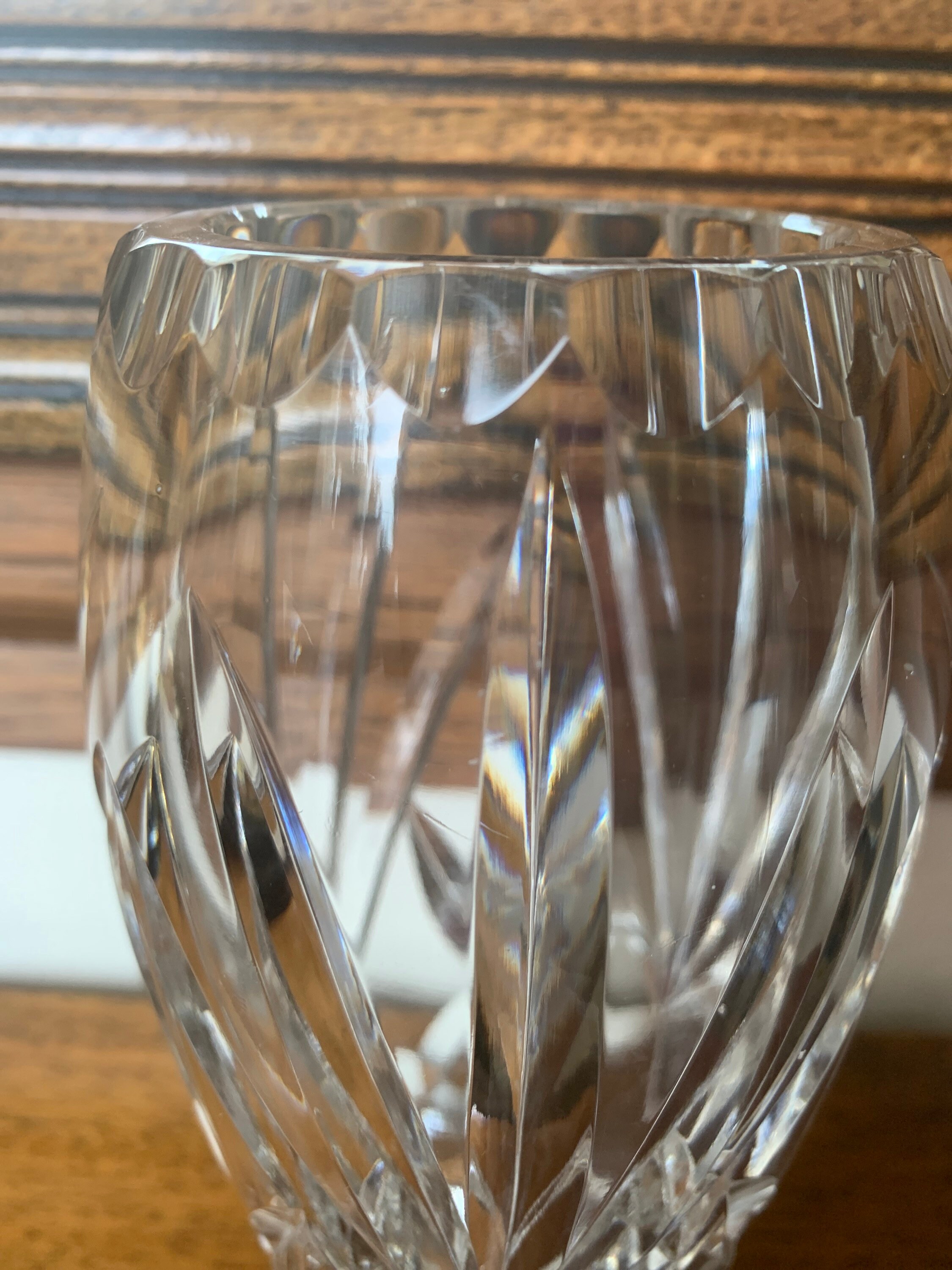 Vintage Heavy Deep Cut Crystal Vase Crystal Flower Holder Etsy