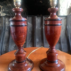 Solid Wood Table Lamps, Pair of Wooden Table Lamps, Regency Style Pair Of Wooden Lamps, Two Wooden Table Lamps