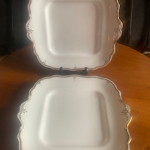 Vintage Paragon China Cake Plates, Vintage Paragon White & Gold China Sandwich Plates, Pair Paragon China Cake/Sandwich Plates