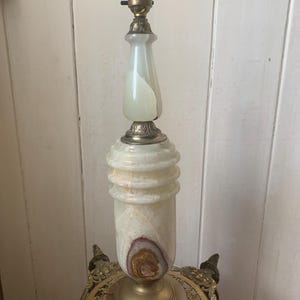 Vintage Onyx Marble Table Lamp, Large Onyx Marble Lamp, Heavy Large Onyx Lamp, MCM Large Onyx Marble Table Lamp
